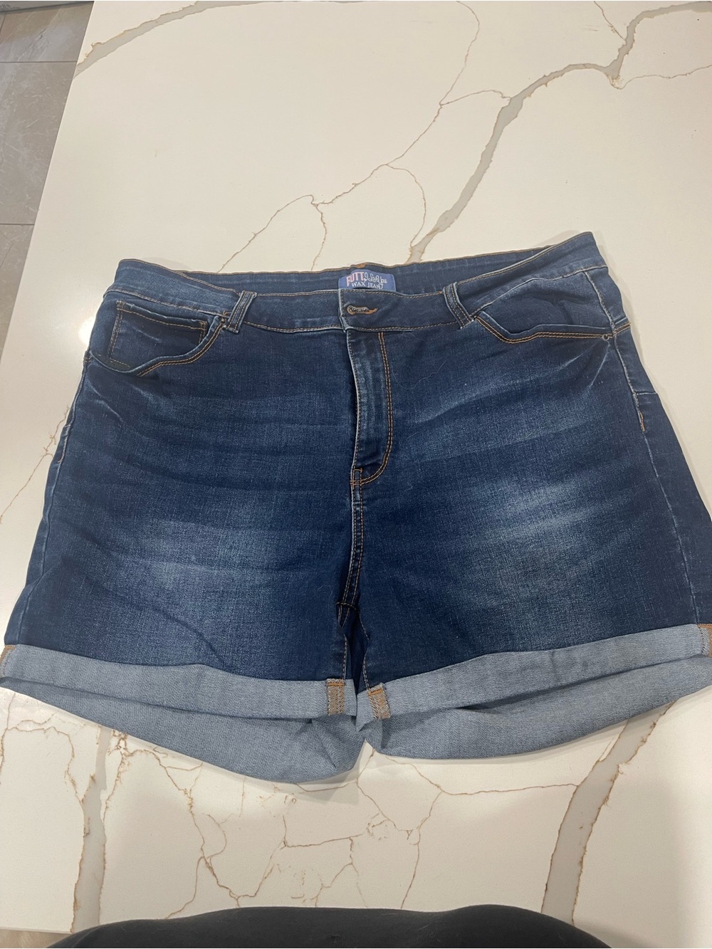 Wax Jean Dark Blue Rolled-Hem Women’s Denim Shorts